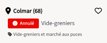Affichage d'un événement annulé dans la liste des résultats