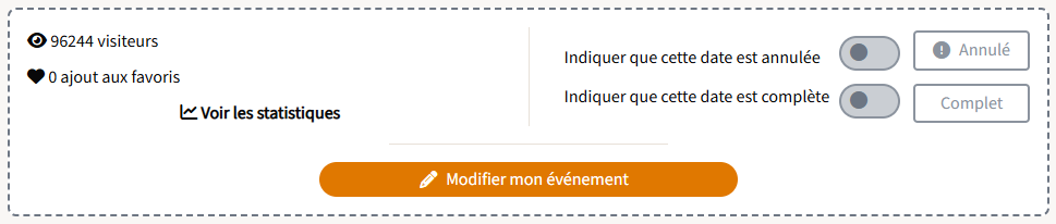 Indiquer un événement comme Complet depuis le détail public